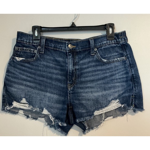 Aerie Daydream Distressed Cut Off Raw Hem Side Slit Denim Shorts Medium - Picture 2 of 11